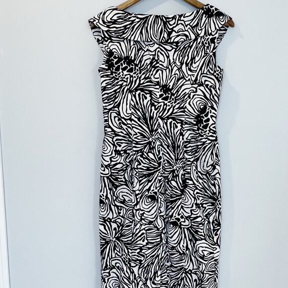 Evan Picone Abstract Sheath Midi Dress Black & White size 4 EUC - Picture 11 of 13